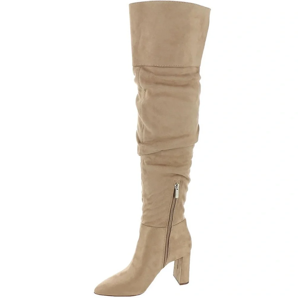 Jessica Simpson Alexiana Faux Suede Thigh High Beige Boots Size 8